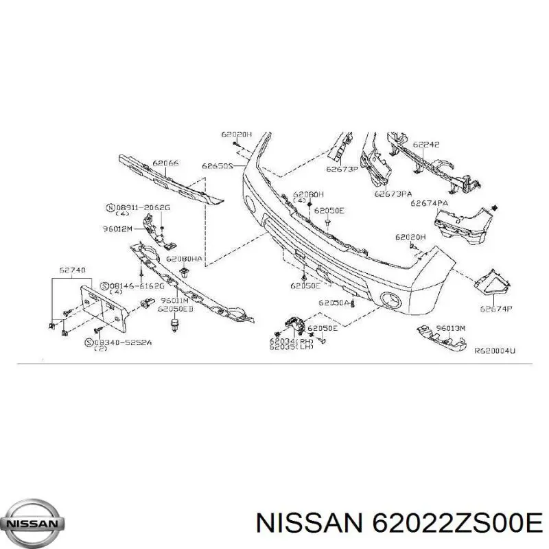 62022ZS00E Nissan/Infiniti Бампер передний в сборе