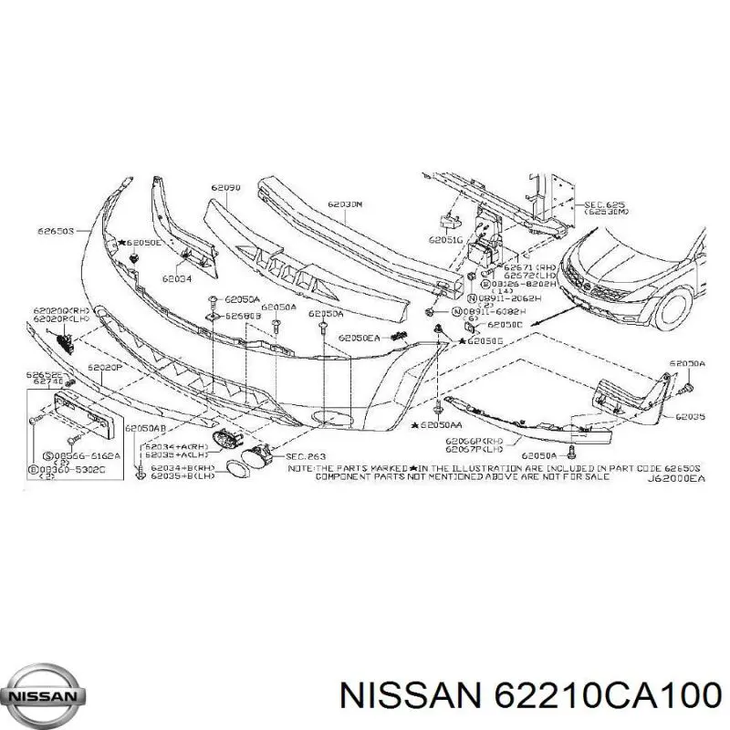 62210CA100 Nissan/Infiniti Кронштейн усилителя переднего бампера
