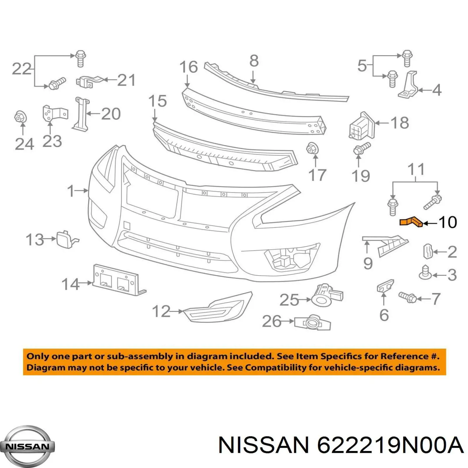 Кронштейн крепления бампера переднего левый Nissan/Infiniti 622219N00A цена, от 28.71 USD