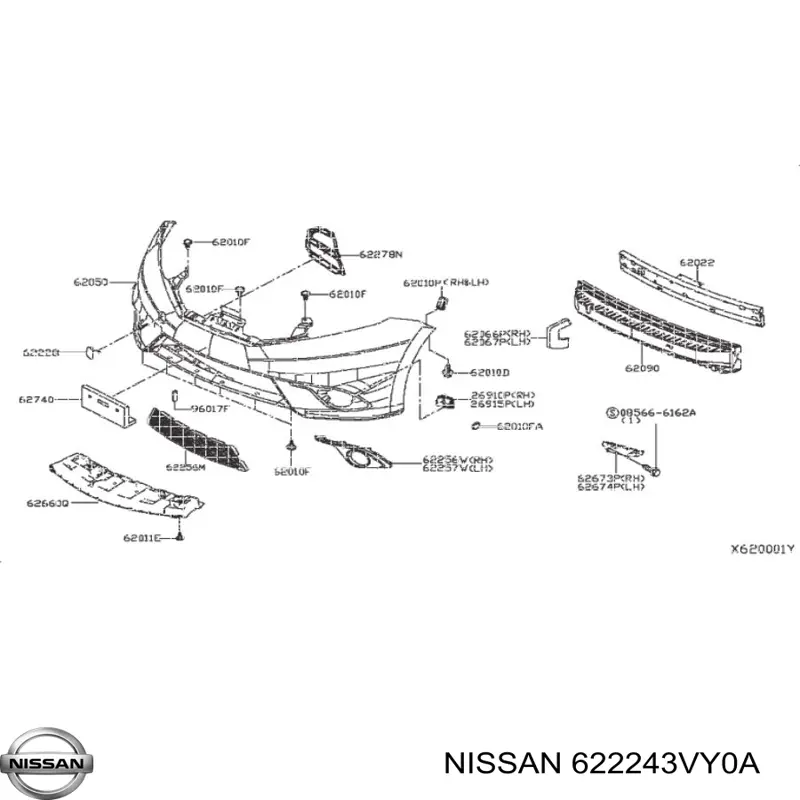 Кронштейн усилителя переднего бампера Nissan/Infiniti 622243VY0A цена, от 8.34 USD