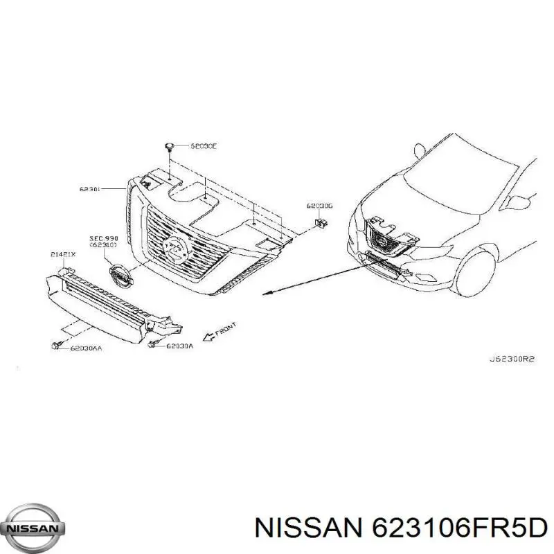 Решетка радиатора NISSAN 623106FR5D