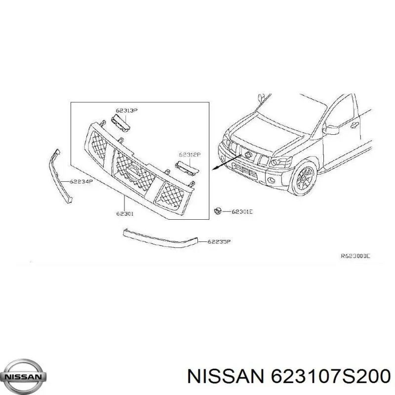 Решетка радиатора NISSAN 623107S200