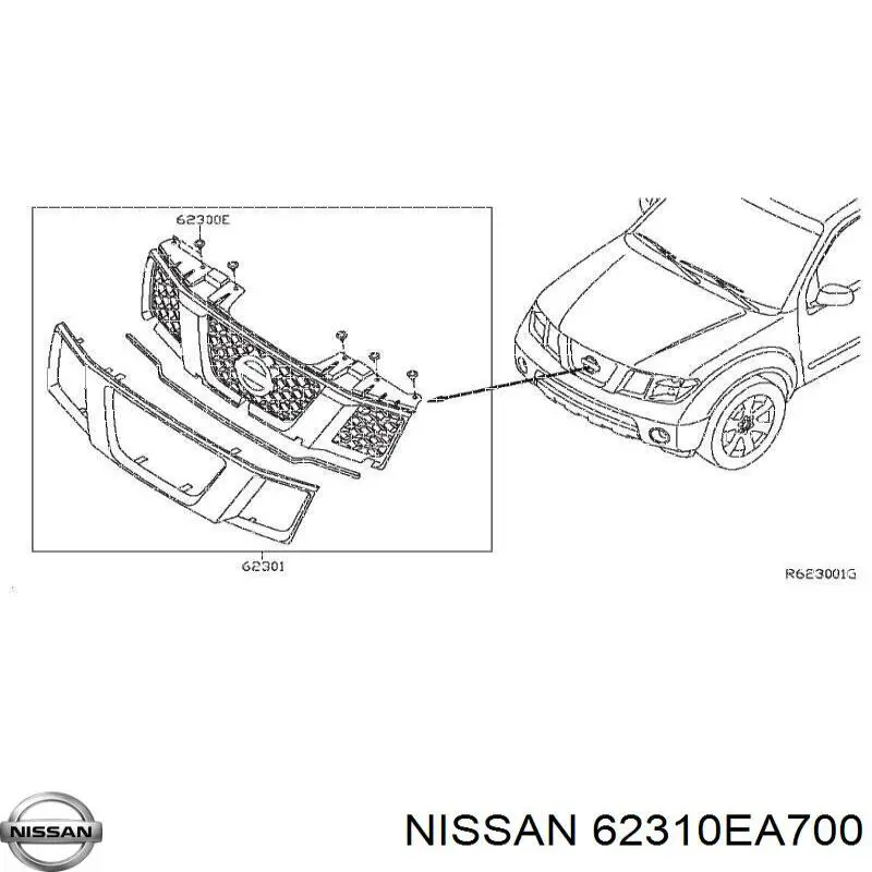 62310EA700 Nissan grelha do radiador