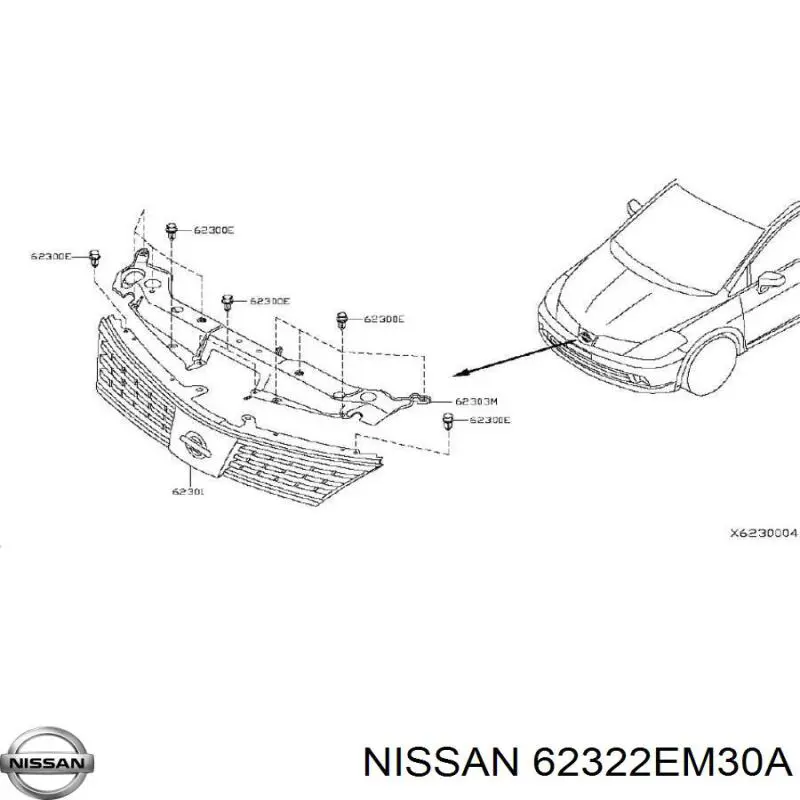 Накладка (рамка) решетки радиатора на Nissan Tiida SC11X