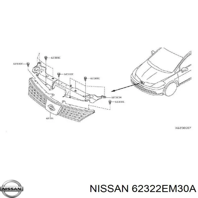 Купить 62322EM30A Nissan/Infiniti Накладка (рамка) решетки радиатора