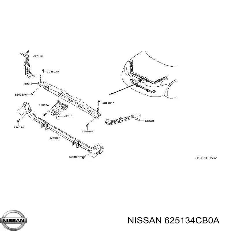 625134CB0A Nissan/Infiniti Кронштейн радиатора верхний левый