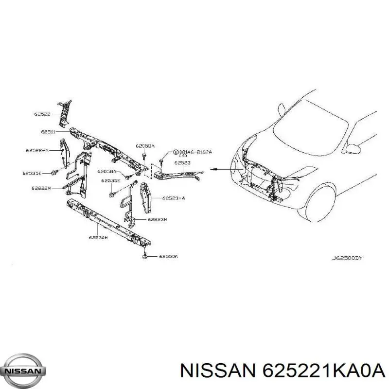 Suporte direito do radiador (painel de montagem de fixação das luzes) para Nissan JUKE (F15)