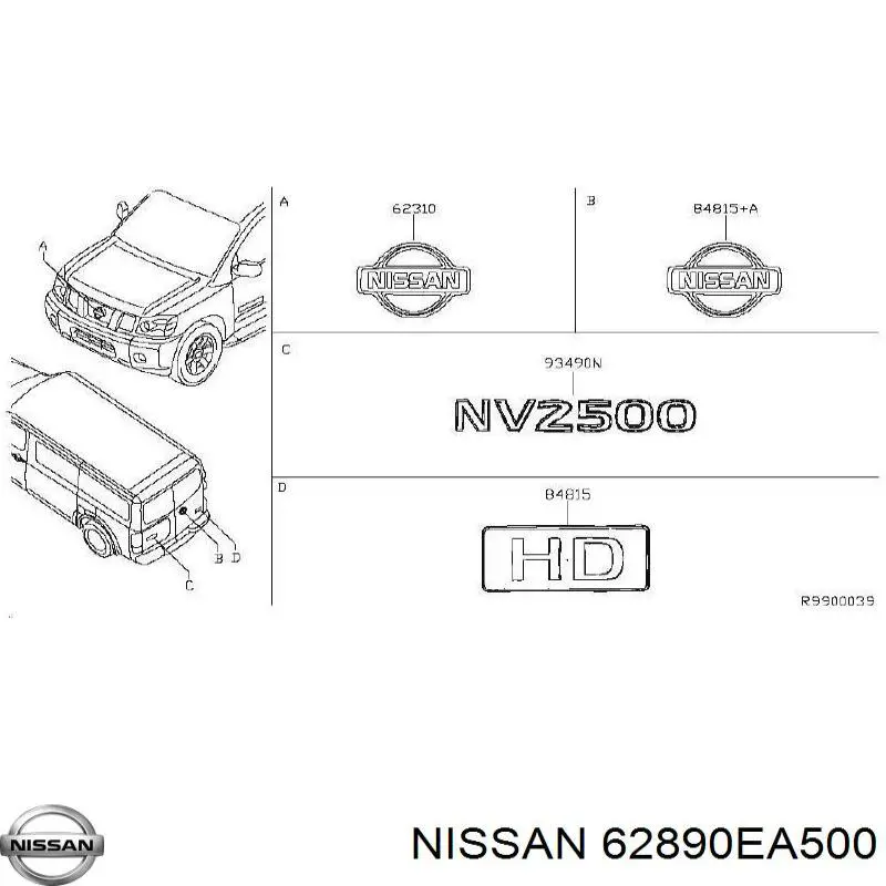 Эмблема на решетку радиатора Nissan/Infiniti 62890EA500 цена, от 44.54 USD
