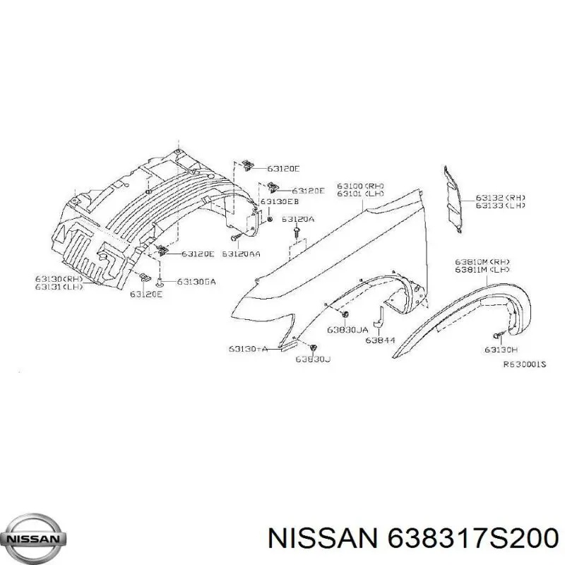 Подкрылок крыла переднего левый Nissan/Infiniti 638317S200 цена, от 82.35 USD