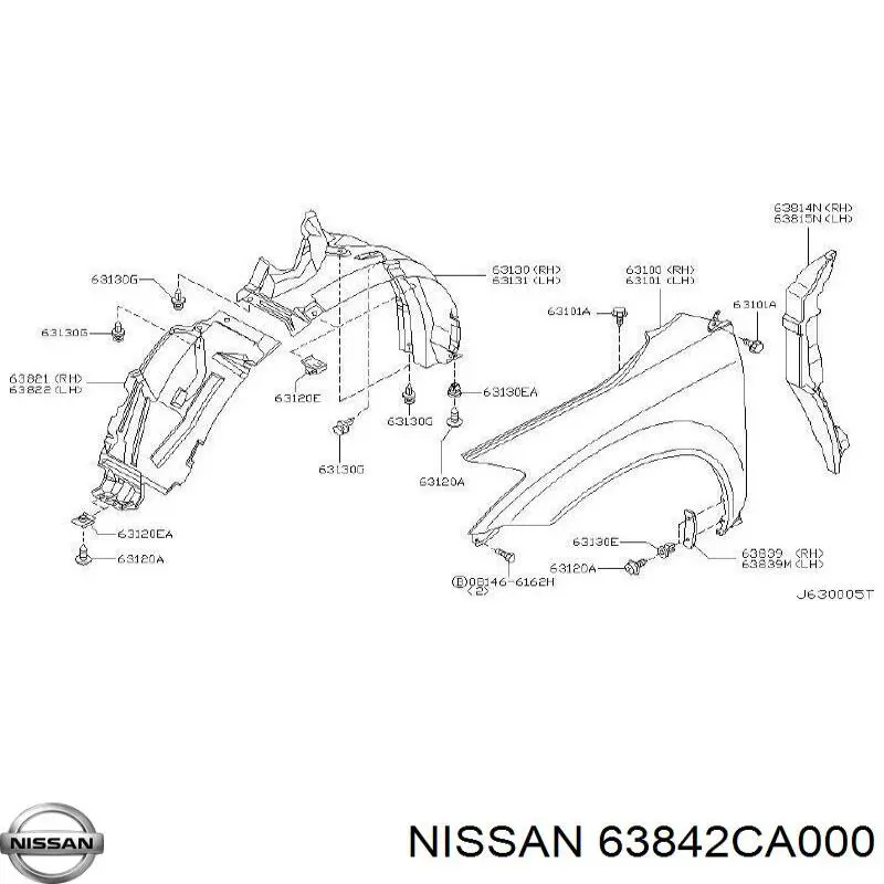 Подкрылок крыла переднего правый задний на Nissan Murano Z50