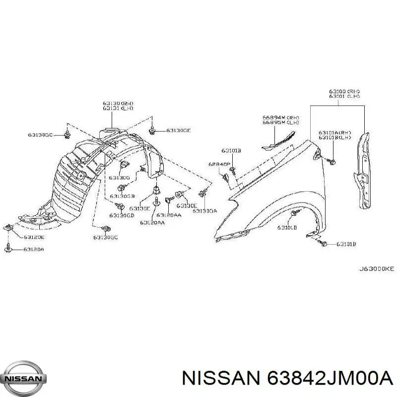 Подкрылок передний правый 63842JM00A Market (OEM)