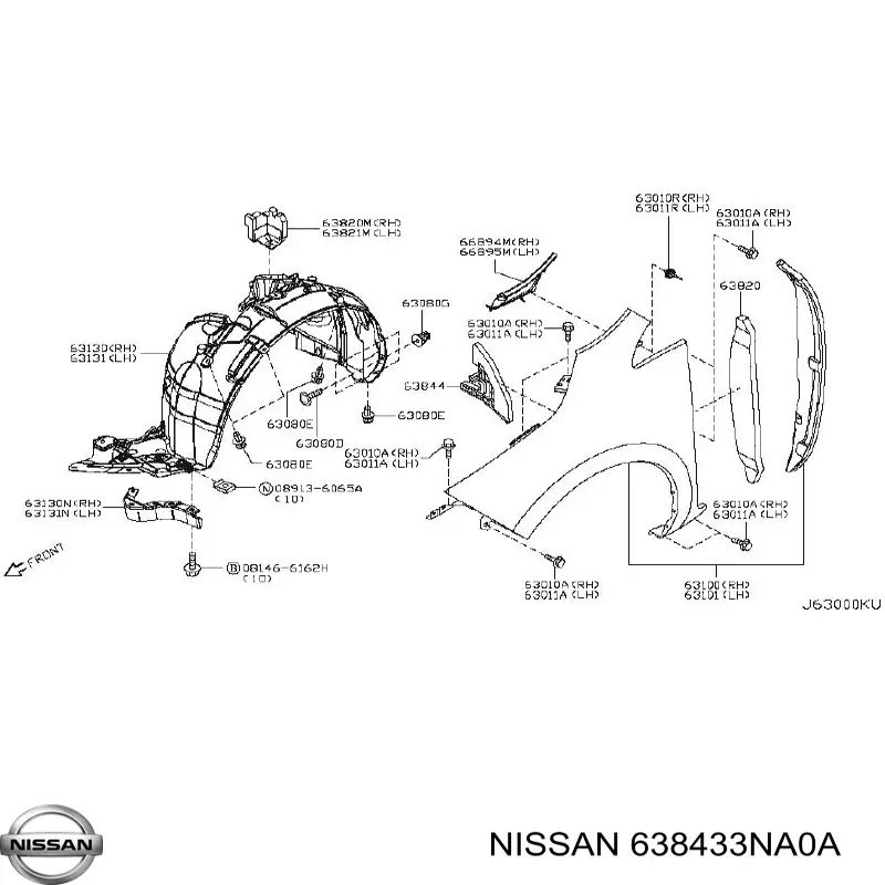 Подкрылок крыла переднего левый Nissan/Infiniti 638433NA0A цена, от 50.68 USD