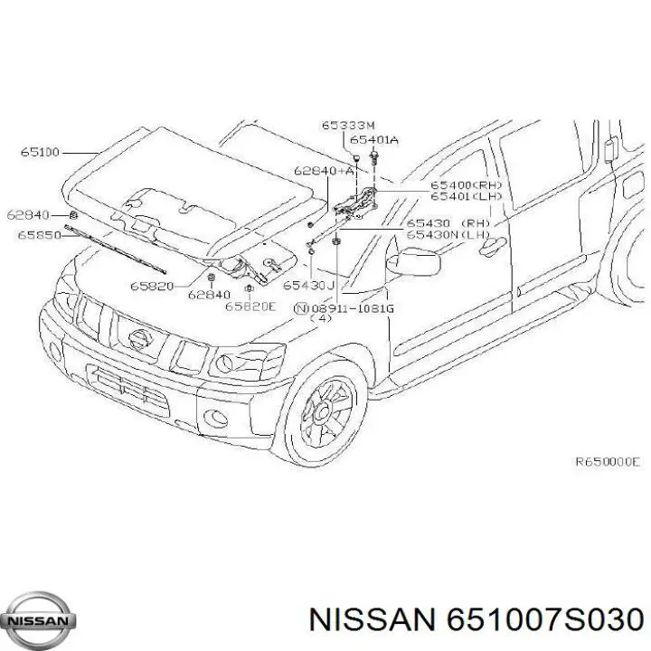 651007S030 Nissan капот