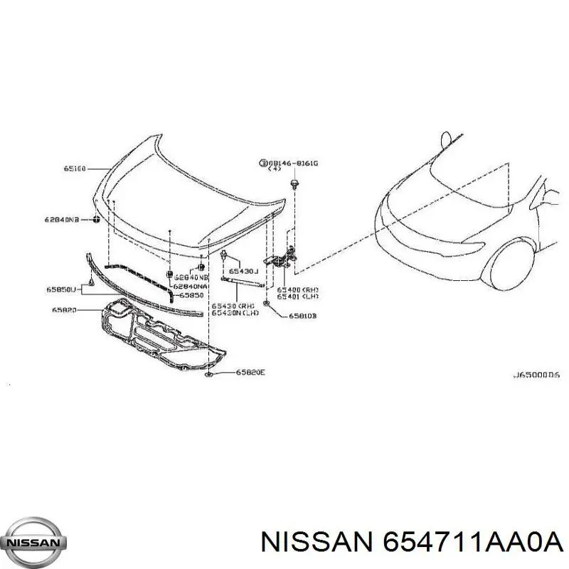 Amortecedor da capota para Nissan Murano (Z51)