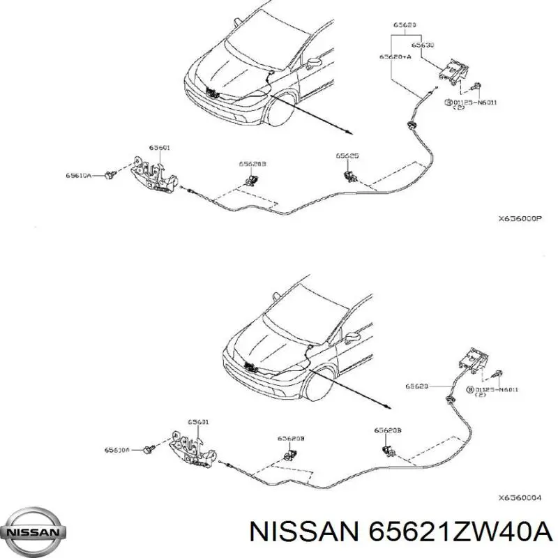 Купить 65621ZW40A Nissan/Infiniti Трос капота