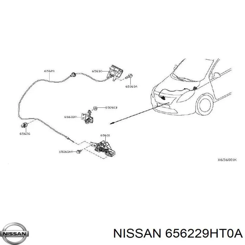 Рычаг открывания капота Nissan/Infiniti 656229HT0A цена, от 6.33 USD