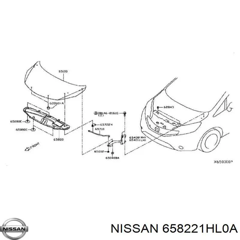 Отбойник капота Nissan/Infiniti 658221HL0A цена, от 12.71 USD