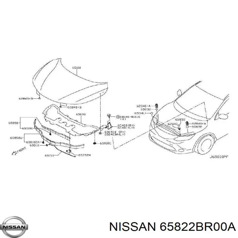 Купить 65822BR00A Nissan/Infiniti Буфер (отбойник) капота