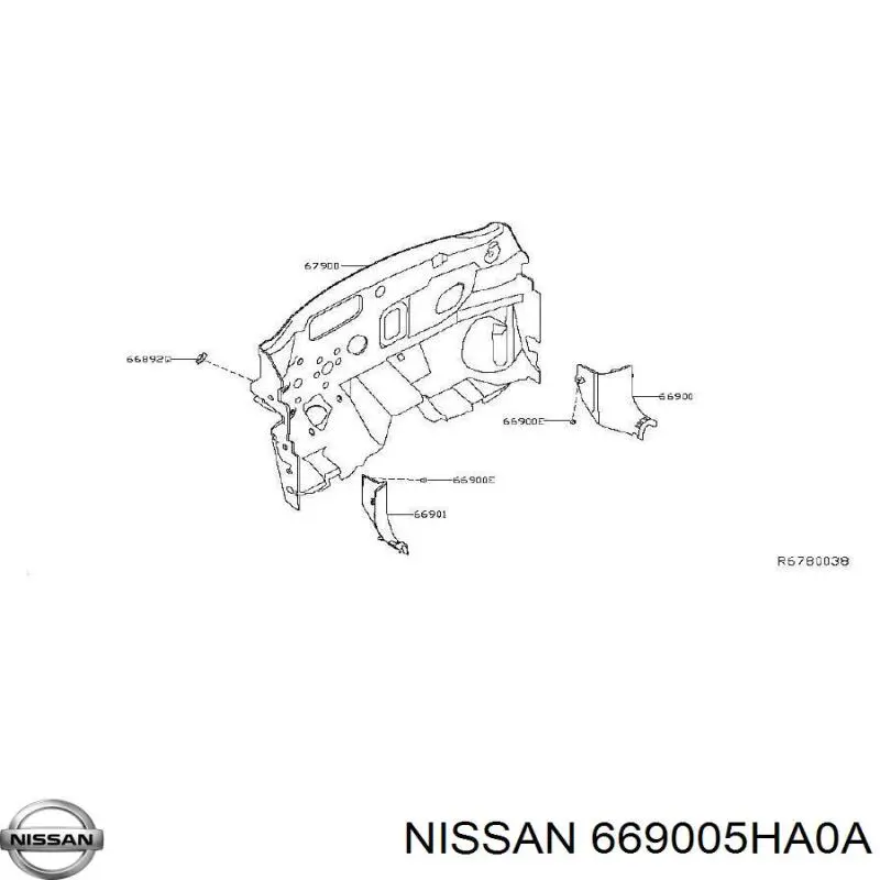 669005HA0A Nissan/Infiniti Обшивка стойки кузова внутренняя передняя правая