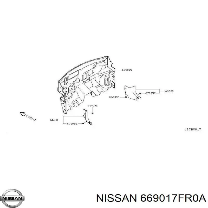 669017FR0A Nissan/Infiniti Обивки и кожухи для легковых. Механизм подъема кабины для грузовых