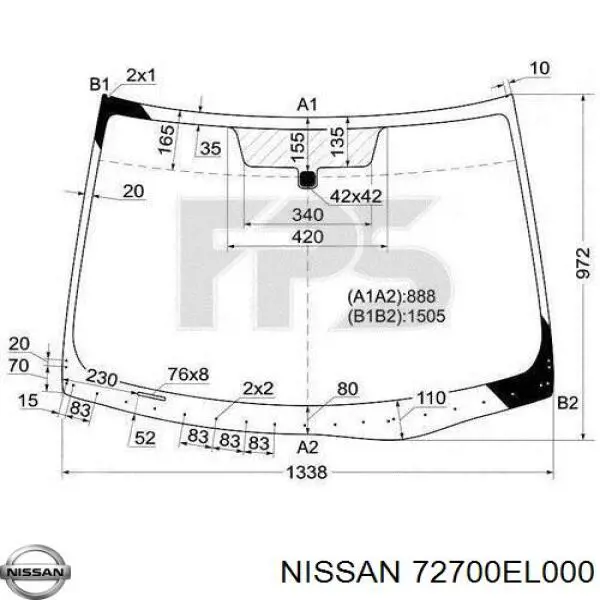 Стекло лобовое  Nissan 72700EL000