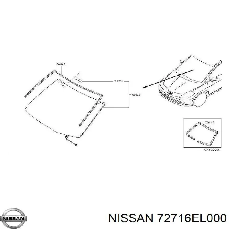Стекло лобовое Nissan/Infiniti 72716EL000 цена, от 53.83 USD