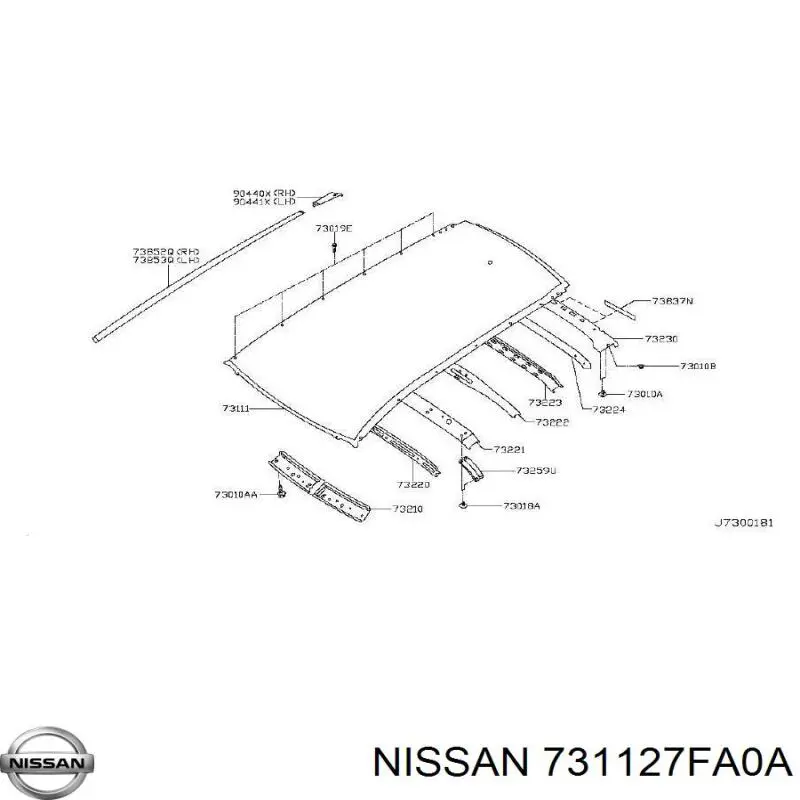 731127FA0A Nissan/Infiniti Крыша кабины в сборе