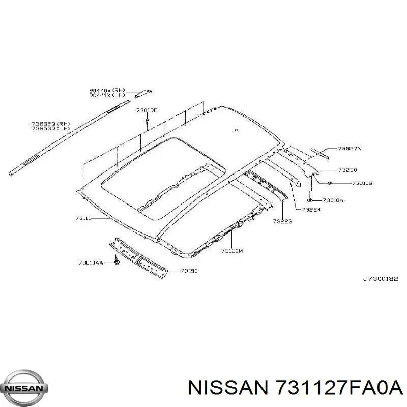 Крыша кабины (кузова) Nissan/Infiniti 731127FA0A цена, от 179.74 USD