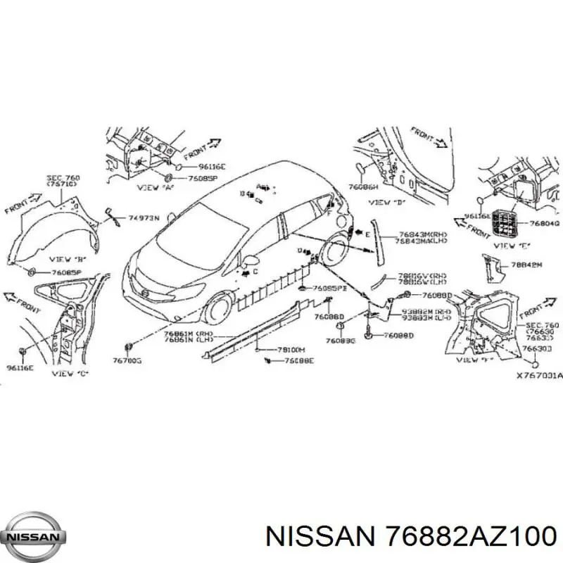  76882AZ100 Nissan