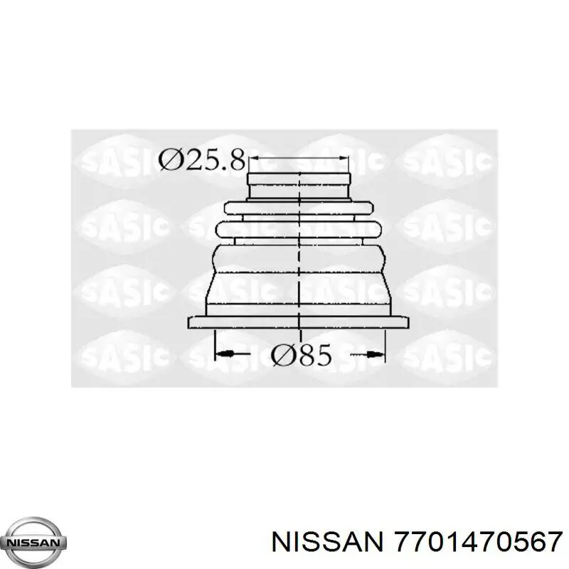 Пыльник ШРУСа передней полуоси внутренний левый 7701470567 Nissan/Infiniti