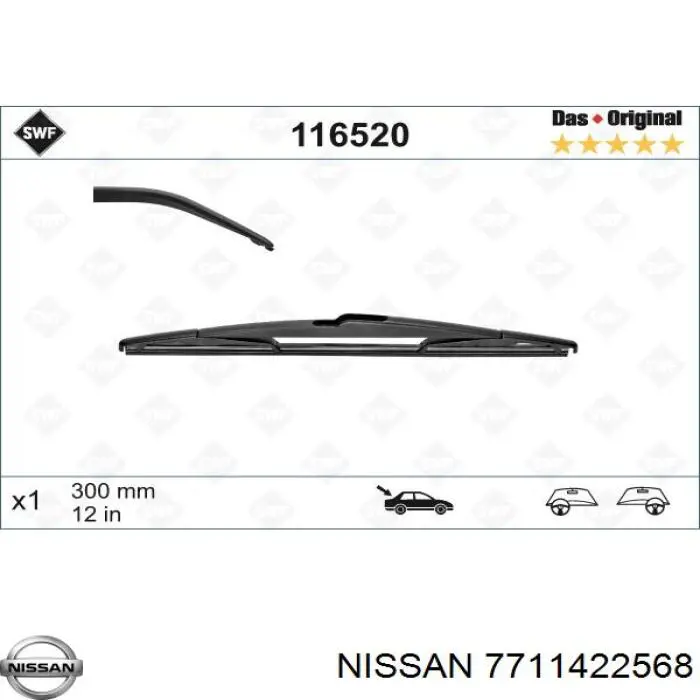 7711422568 Nissan limpa-pára-brisas de vidro traseiro