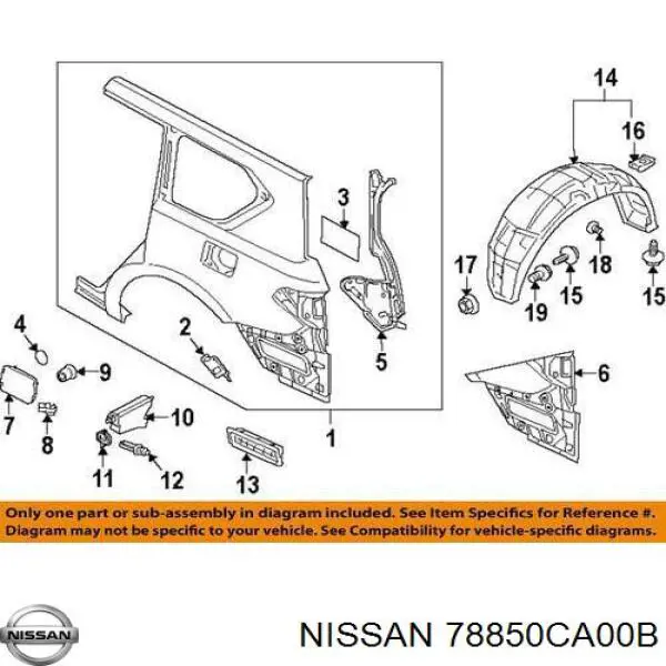 78850CA00B Nissan fecho de abertura do alcapão do tanque de combustível