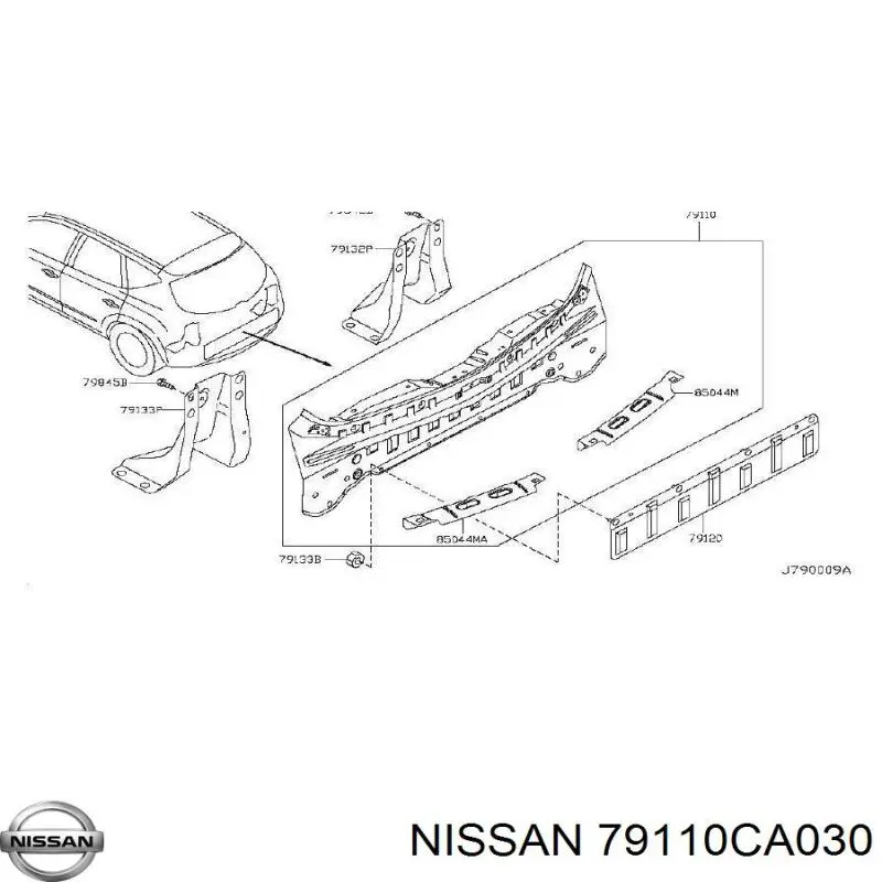 79110CA030 Nissan панель багажного отсека задняя