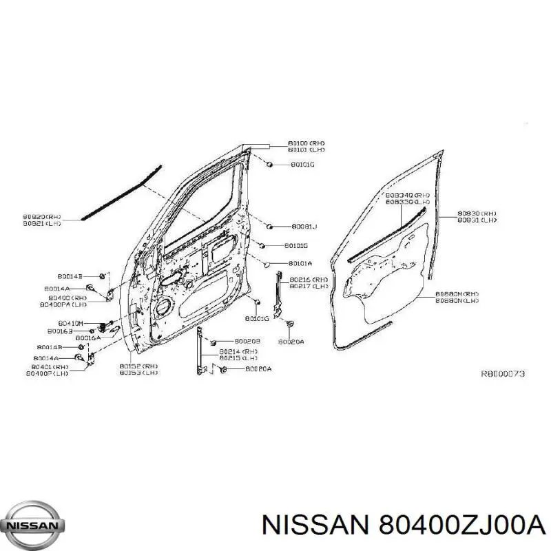 Купить 80400ZJ00A Nissan/Infiniti Петля передней двери, правой