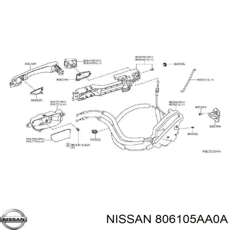 Держатель наружной ручки двери передней правой Nissan/Infiniti 806105AA0A цена, от 2.57 USD