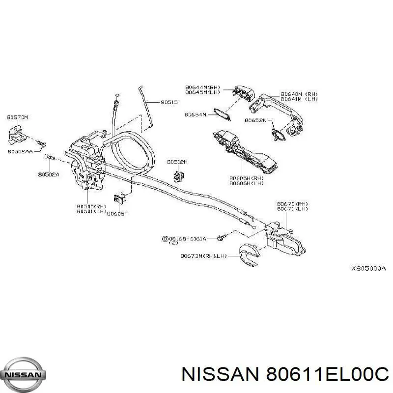 Держатель наружной ручки двери передней левой Nissan/Infiniti 80611EL00C цена, от 26.84 USD