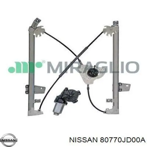 80770JD00A Nissan mecanismo de acionamento de vidro da porta dianteira direita