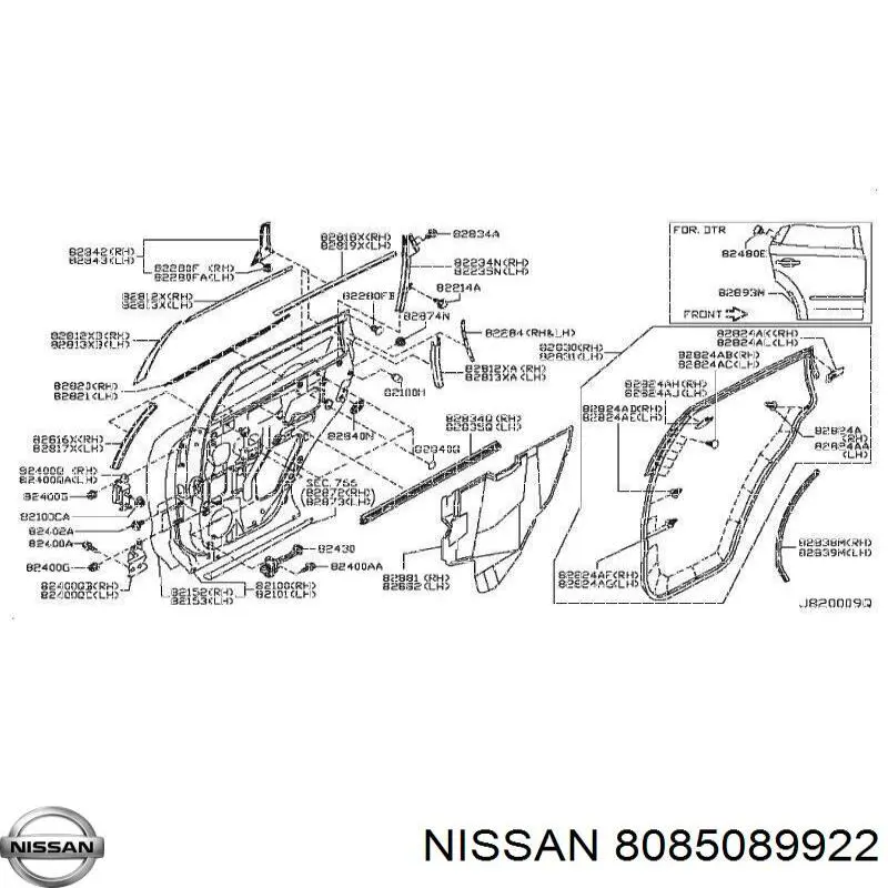 Cápsula (prendedor) de fixação de revestimento da porta para Nissan Murano (Z51)