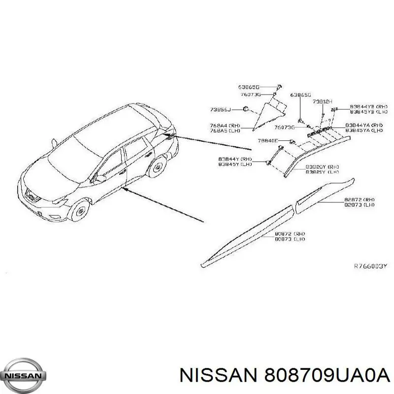 808709UA0A Nissan/Infiniti Молдинг двери передней правой нижний