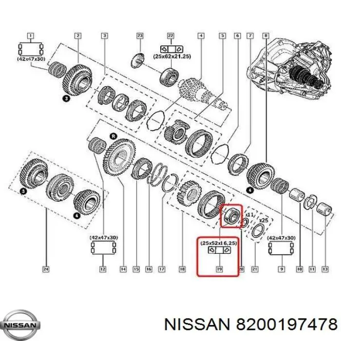 Подшипник КПП 8200197478 Nissan/Infiniti