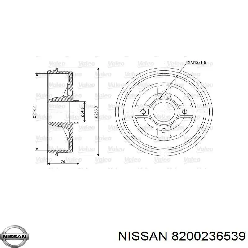 Тормозной барабан 8200236539 Nissan