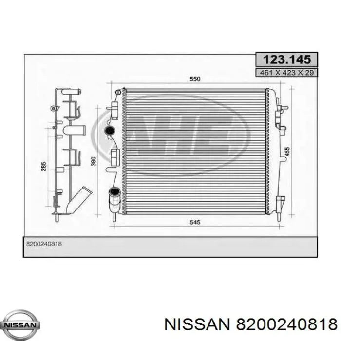 Радиатор 8200240818 Nissan