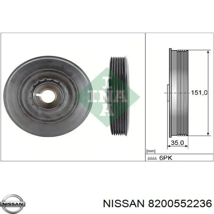 Шкив коленвала (демпфер) Nissan/Infiniti 8200552236 цена, от 22.20 USD