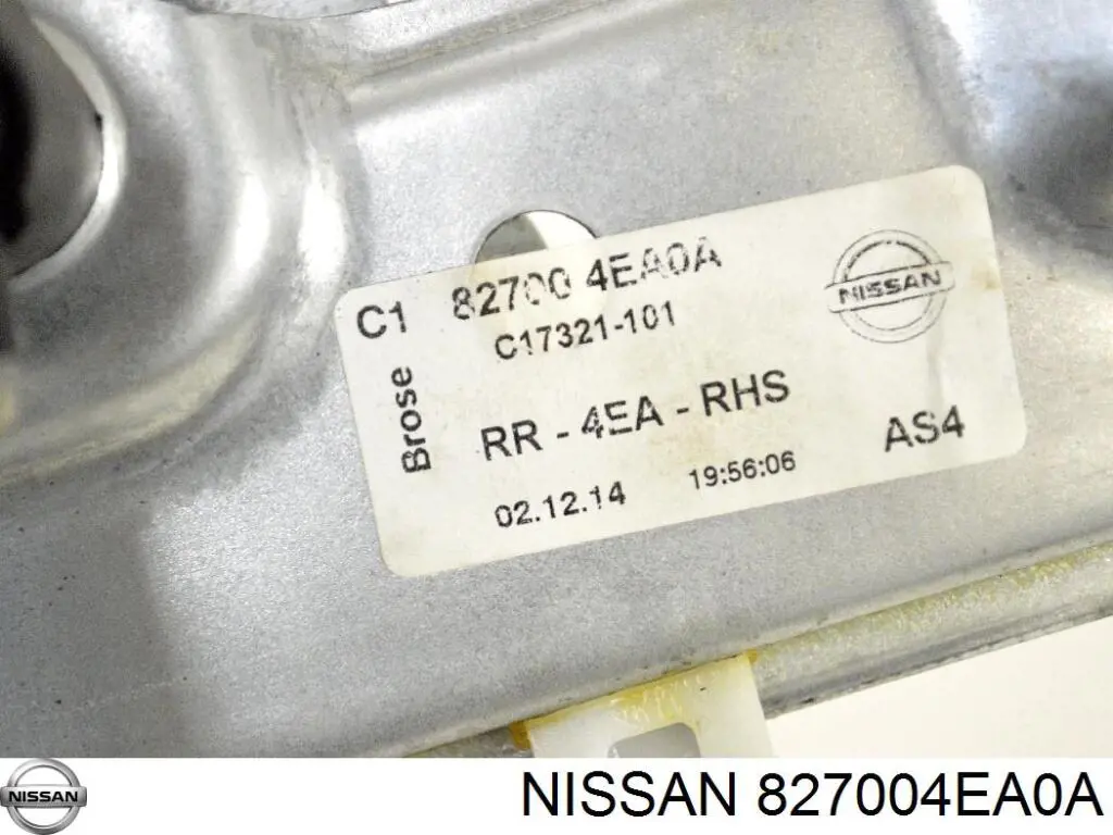 827004EA0A Nissan mecanismo de acionamento de vidro da porta traseira direita