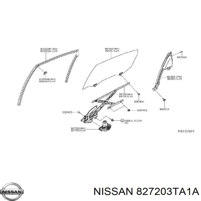 827203TA1A Nissan/Infiniti  Механизм стеклоподъемника правой задней двери