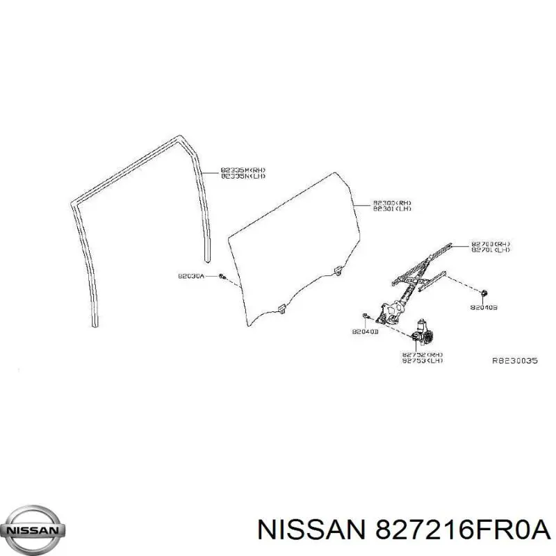 Mecanismo de acionamento de vidro da porta dianteira esquerda para Nissan Rogue (T32U)