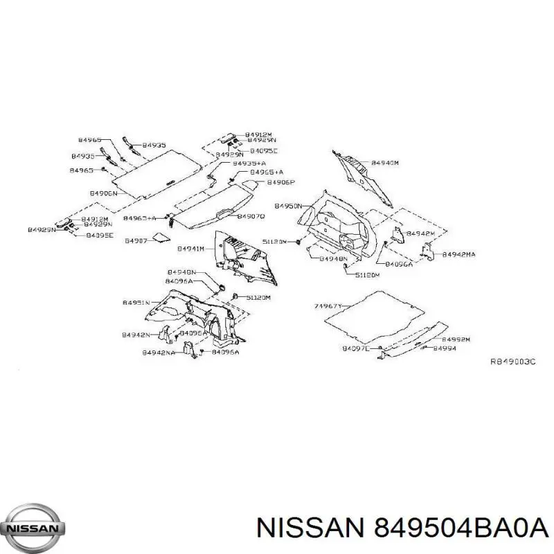 849504BA0A Nissan/Infiniti Облицовка багажного отсека правая