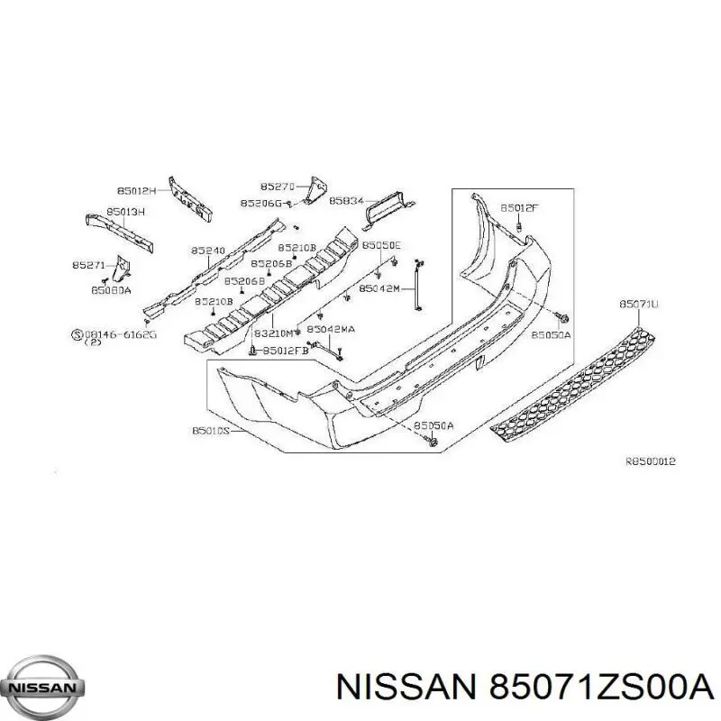 85071ZS00A Nissan/Infiniti Накладка бампера заднего, верхняя защитная (ступень-подножка)
