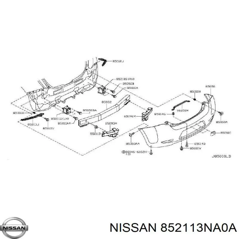 852113NA0A Nissan/Infiniti Кронштейн усилителя заднего бампера