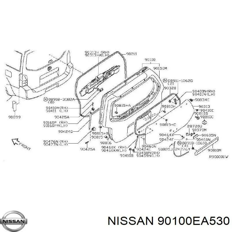 Porta traseira (3ª/5ª porta-malas (tampa de alcapão) para Nissan Pathfinder (R51)